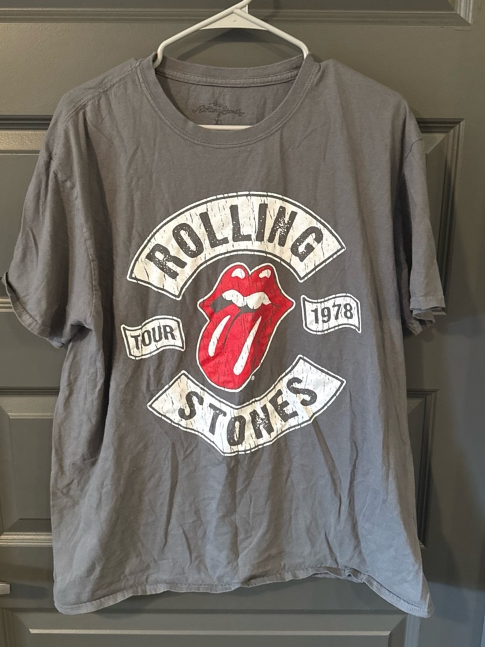 The Rolling Stones 1978 US Tour Charcoal Gray Graphic T-Shirt XL Reprint Modern